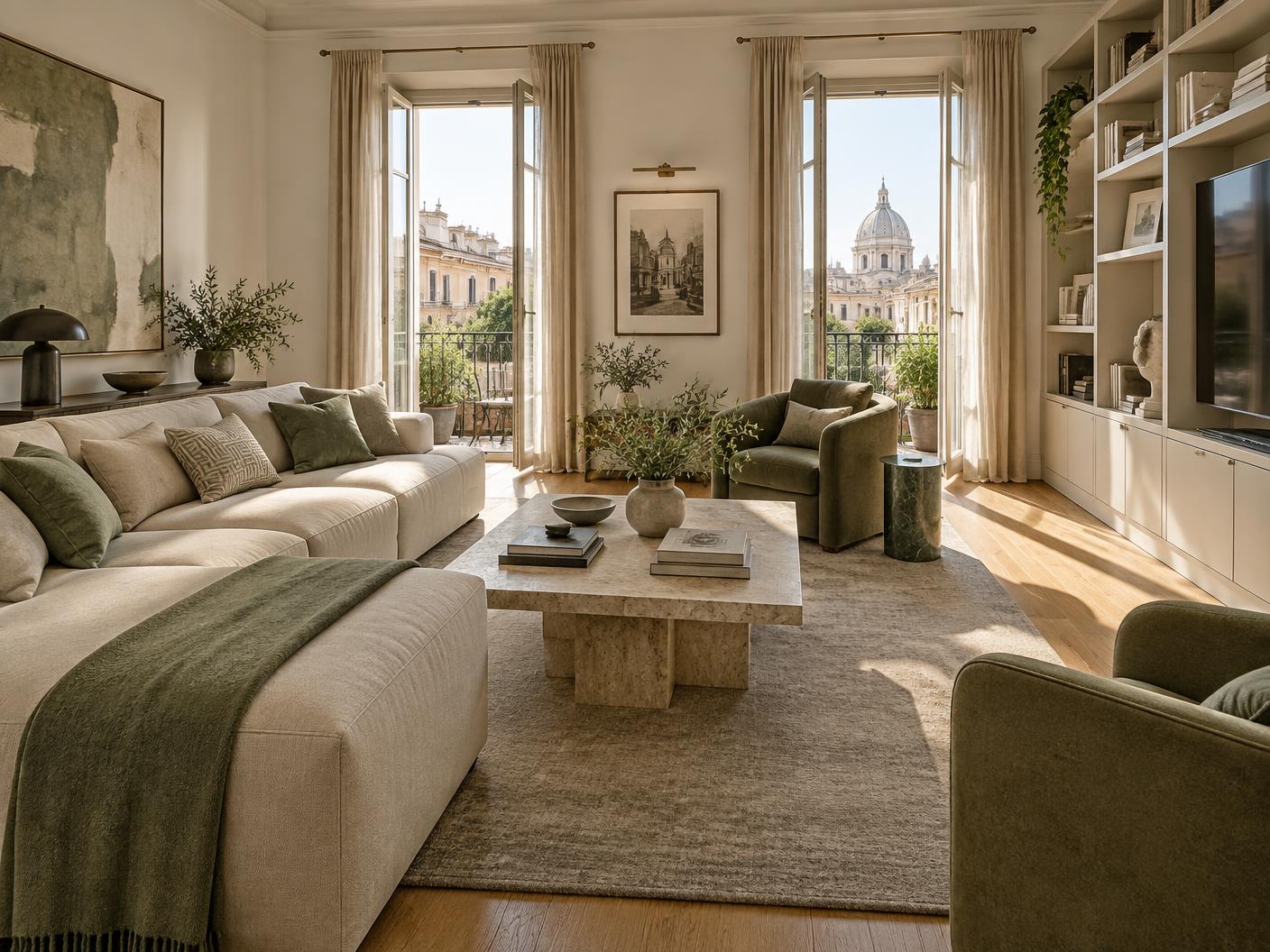 Living familiare aperto e luminoso - concept illustrativo